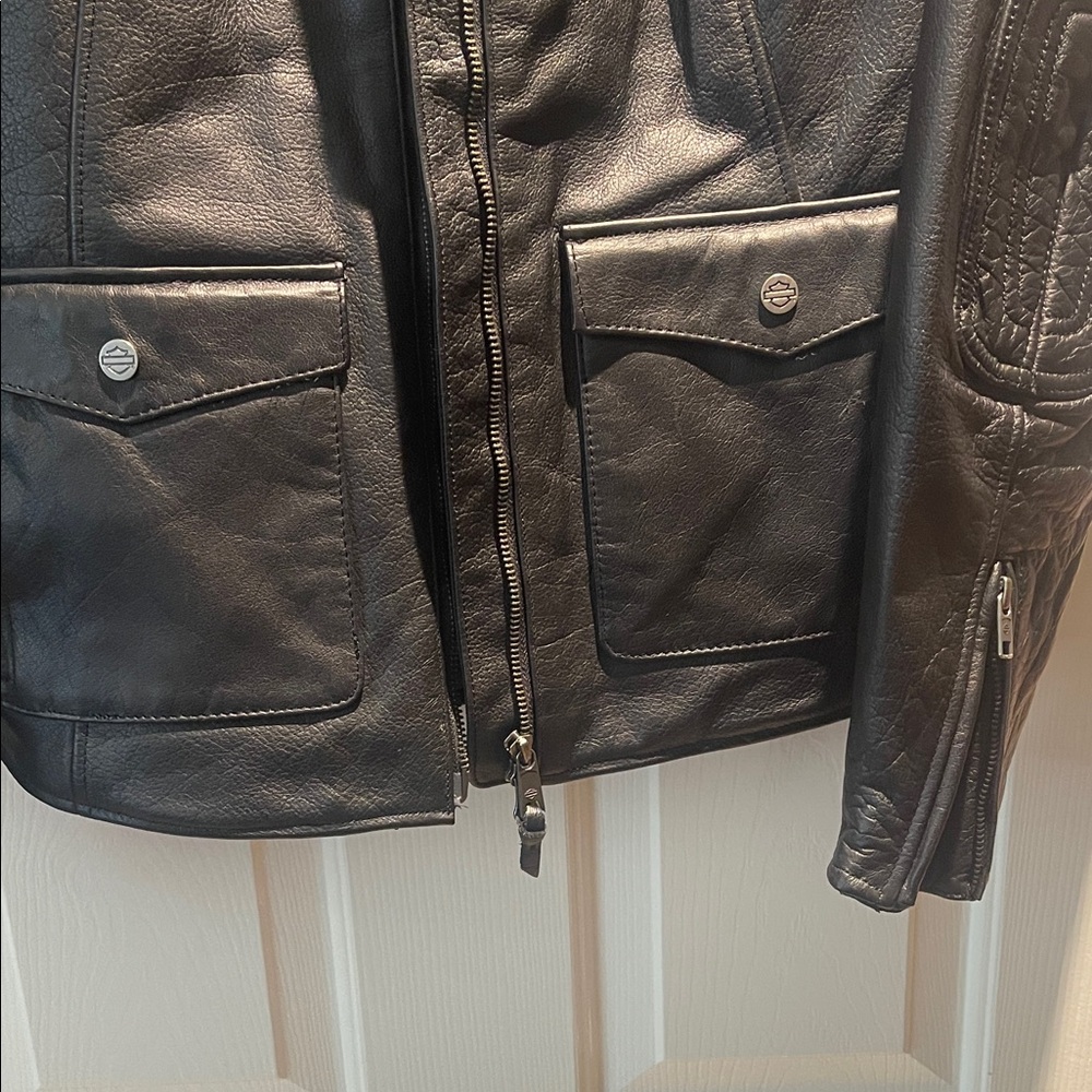 Harley-Davidson Black Leather Riding Jacket Large NWT 3 - Picture 6 of 16